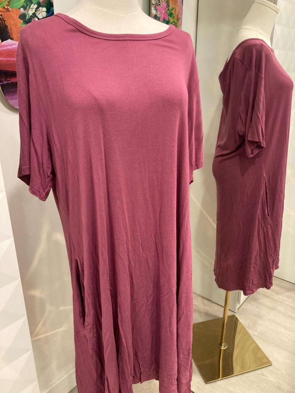 Vintage Mauve Midi Dress with Pockets